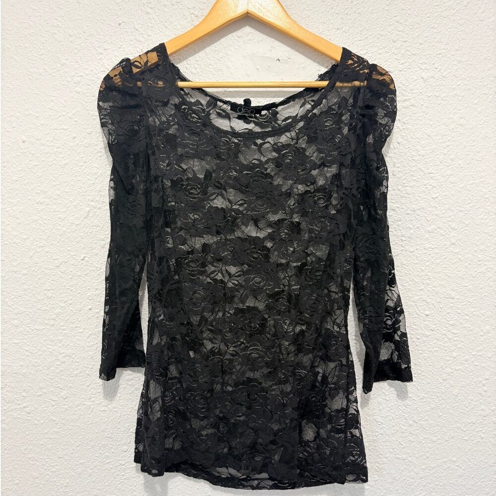 vintage y2k deb sheer lace top blouse glam going out whimsygoth emo ruched